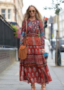 Robe longue imprimée ethnique (hippie)