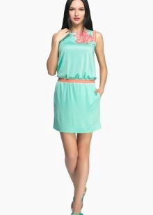 Robe turquoise en maille italienne