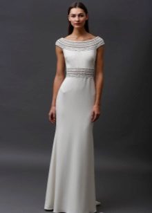 Robe tricotée blanche au sol