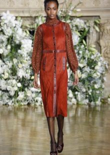 Robe en cuir combiné orange