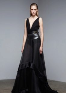 Robe de soirée en cuir combinée