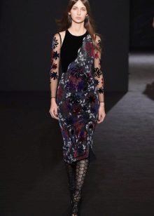 Robe fourreau automne transparente manches