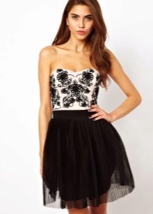 Robe bandeau courte noire et blanche