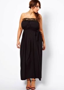 Robe bandeau noire avec jupe mi-longue pour femmes obèses