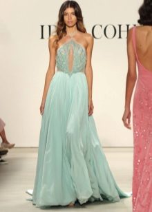 Robe bustier menthe au sol