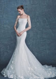 Robe de mariée sirène sans manches avec manches