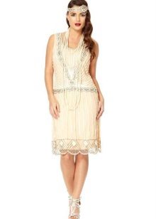 Robe midi blanche taille basse Charleston