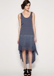 Robe Charleston asymétrique bleue
