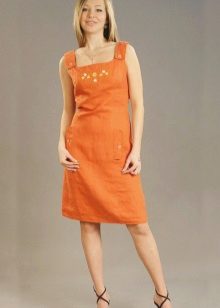 Robe-robe orange en lin
