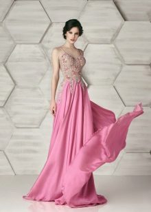 Robe de soirée en crêpe de Chine avec strass