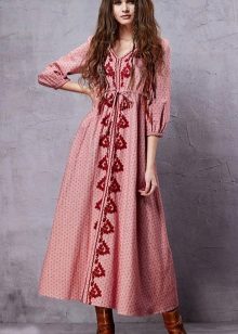 Robe mi-longue rustique Boho
