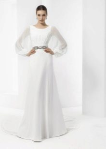 Robe de mariée simple à manches larges