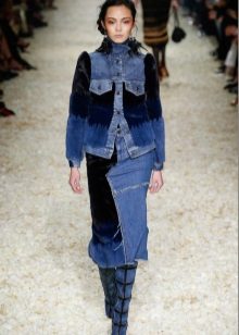 jupe crayon en denim combinée