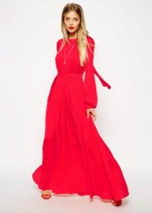 Robe rouge à manches