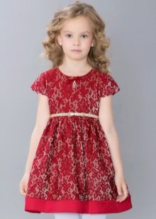 Robe élégante pour la fille en dentelle rouge