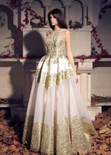 robe en organza blanche et or