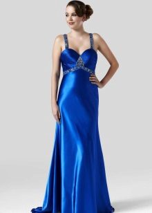 robe en satin bleu à bretelles