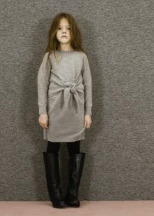 Robe d'hiver tricotée pour fille gris