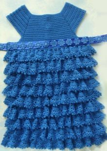 Elégante robe bleue à volants pour les filles 4-5 ans