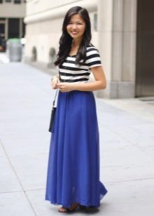 Jupe longue bleue demi soleil