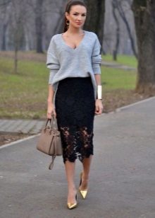 jupe crayon en dentelle