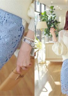 jupe crayon blanche avec dentelle