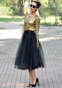 Jupe midi noire superposée