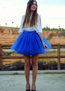 Jupe courte superposée en bleu