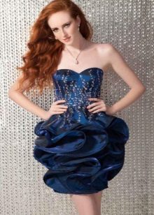 robe de bal en taffetas bleu