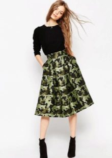 khaki midi szoknya