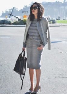 Jupe crayon en jean gris