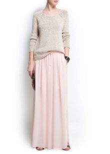 jupe en mousseline de soie rose tendre