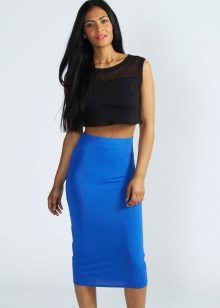 jupe crayon bleu vif