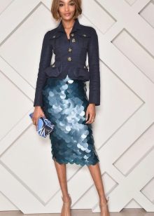 Jupe crayon brillante taille haute