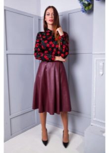 jupe en cuir avec élastique