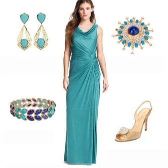 Accessoires en or pour robe turquoise