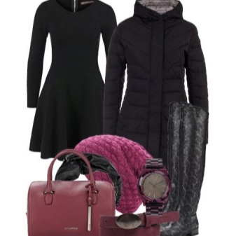 Robe avec une jupe moelleuse et des accessoires pour la figure de type Triangle inversé