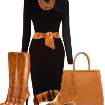 Acessórios marrons para vestido preto