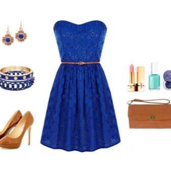 Robe en dentelle bleue avec accessoires
