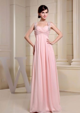 Robe rose empire à fines bretelles