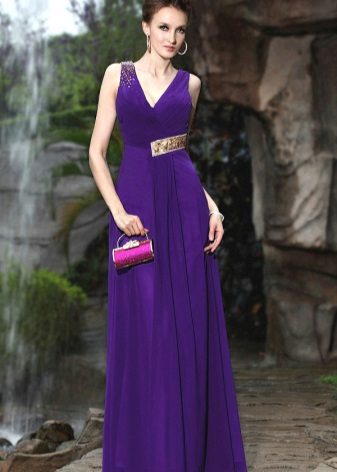 Robe de soirée violette avec décor