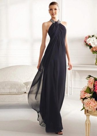 Robe de soirée noire à la grecque