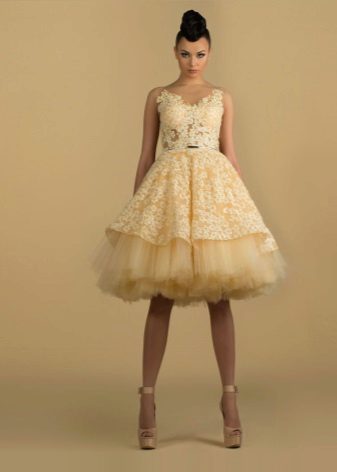 Robe courte moelleuse jaune