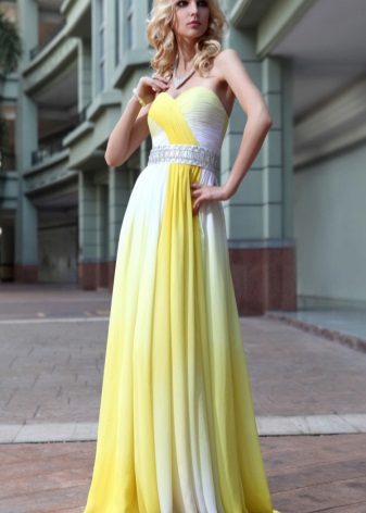 Robe de soirée blanche et jaune
