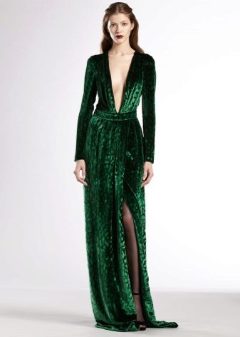 Robe en velours émeraude