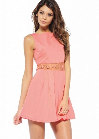 Robe couleur corail mini longueur