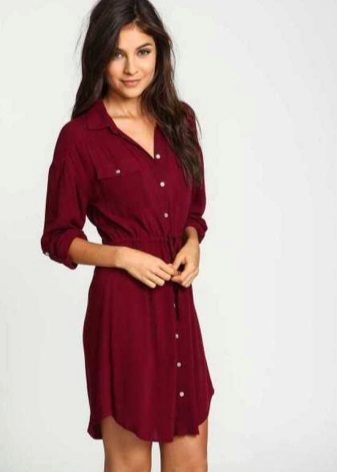 Mini longueur robe de tous les jours couleur vin