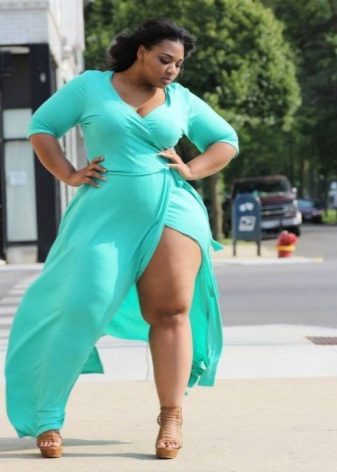 Robe longue d'été turquoise pour femmes obèses