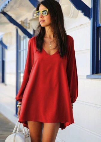 Robe courte en polyester rouge