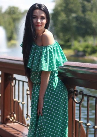 Robe verte à pois blancs pour filles